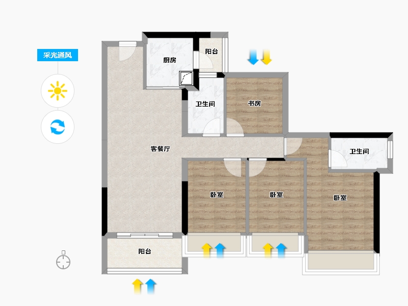 广东省-江门市-龙光龙湖双龙天著-84.42-户型库-采光通风