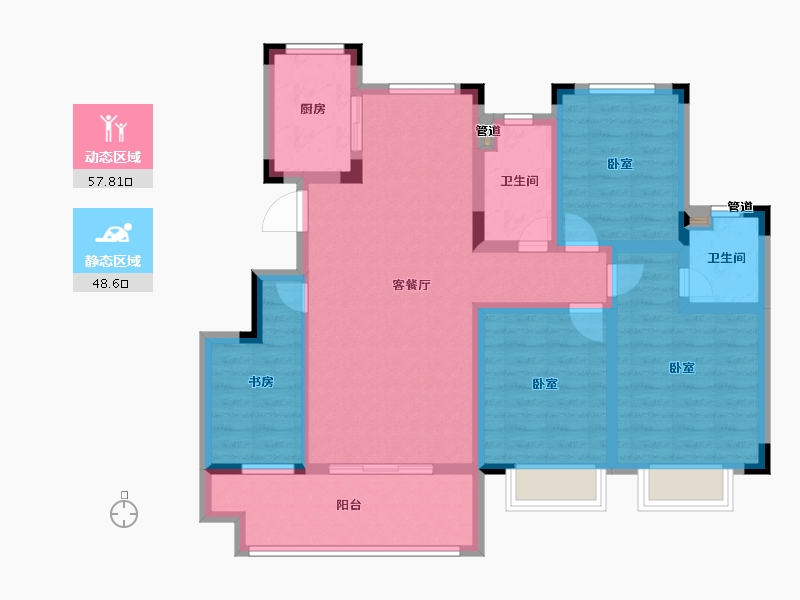 浙江省-宁波市-世茂云著-93.99-户型库-动静分区