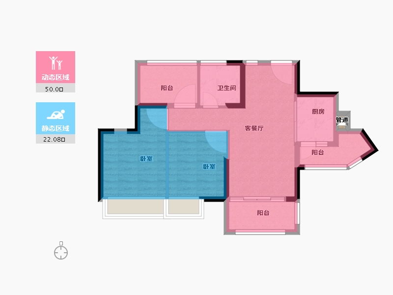 广东省-佛山市-珠水豪庭-64.00-户型库-动静分区