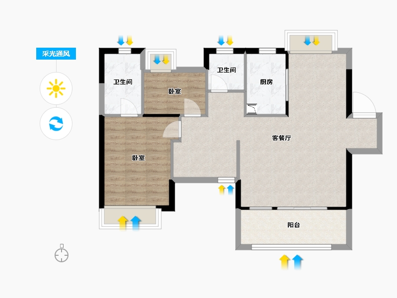 湖南省-常德市-中南·珑悦-81.78-户型库-采光通风