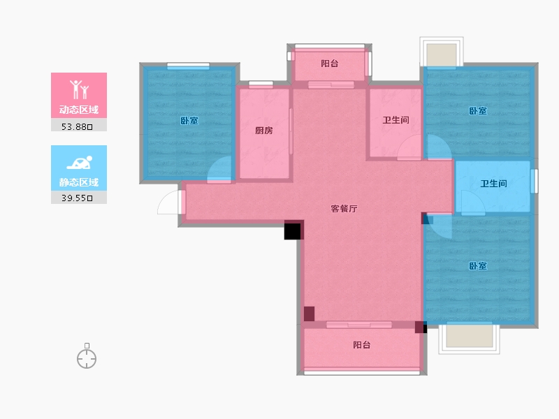 湖北省-黄石市-滨江国际-83.88-户型库-动静分区