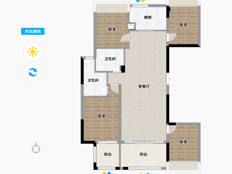 广东省-广州市-天健云山府-116.78-户型库-采光通风