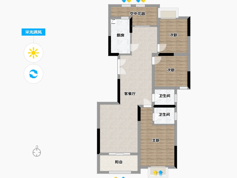 湖南省-长沙市-兴汝金城-102.06-户型库-采光通风