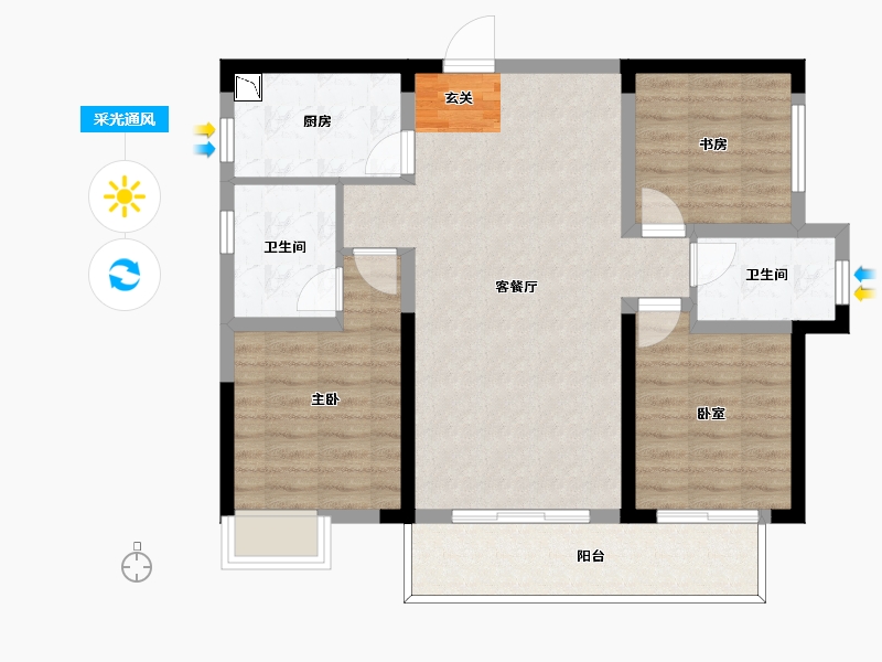 湖南省-长沙市-中建嘉和城丨凤凰台-86.19-户型库-采光通风