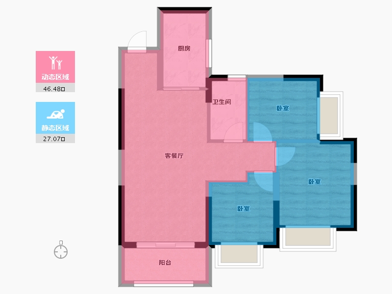 广东省-惠州市-惠阳恒大棕榈岛-65.68-户型库-动静分区