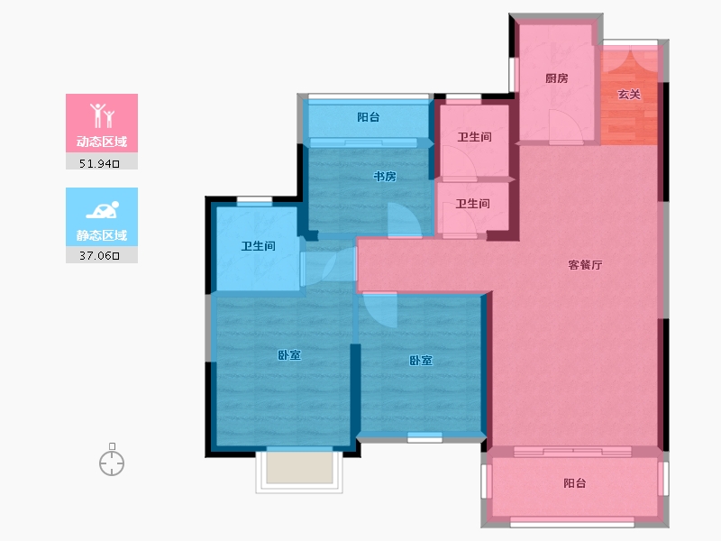 湖南省-岳阳市-天伦溪山府-79.35-户型库-动静分区