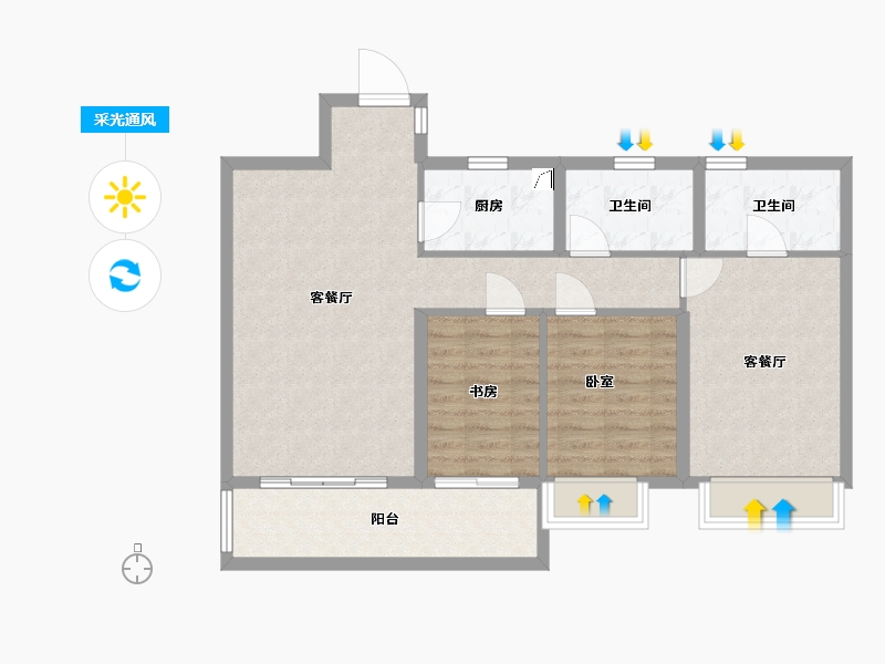 湖北省-武汉市-华发四季-89.00-户型库-采光通风