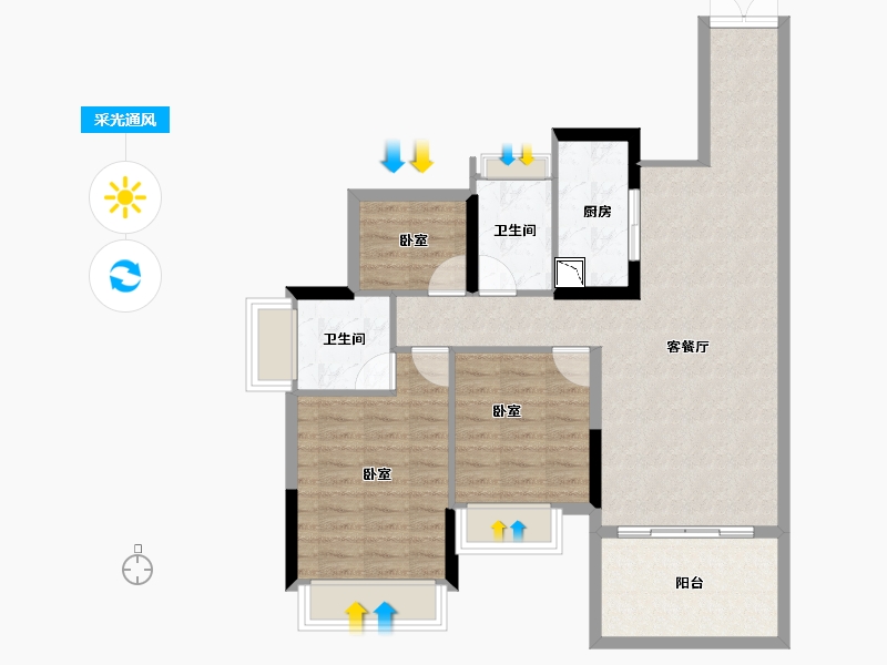 广东省-湛江市-宝江天盈-83.34-户型库-采光通风