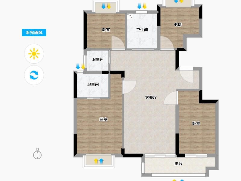 湖北省-武汉市-中建壹品澜悦-100.00-户型库-采光通风