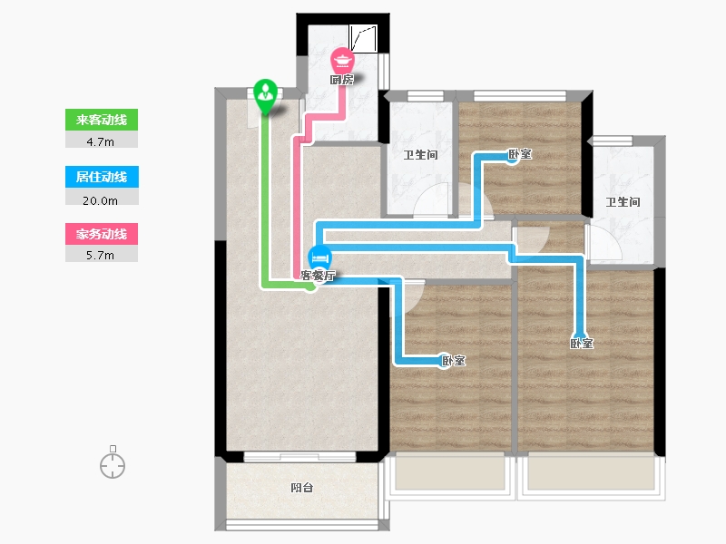 广东省-江门市-龙光龙湖双龙天著-75.62-户型库-动静线