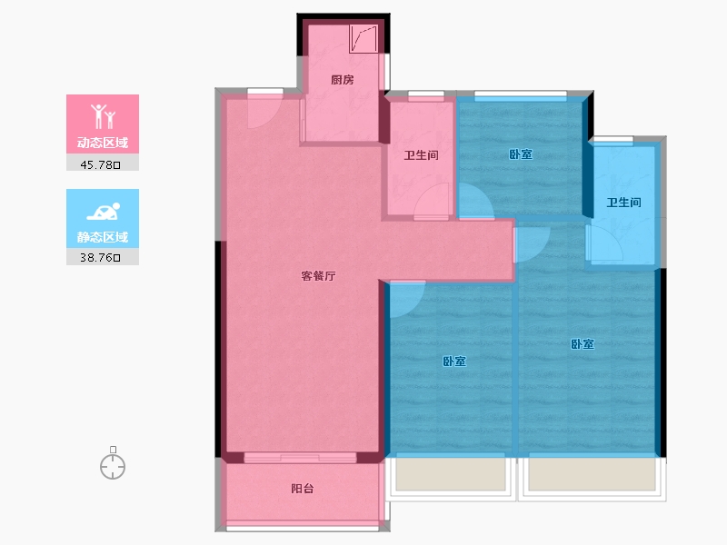 广东省-江门市-龙光龙湖双龙天著-75.62-户型库-动静分区