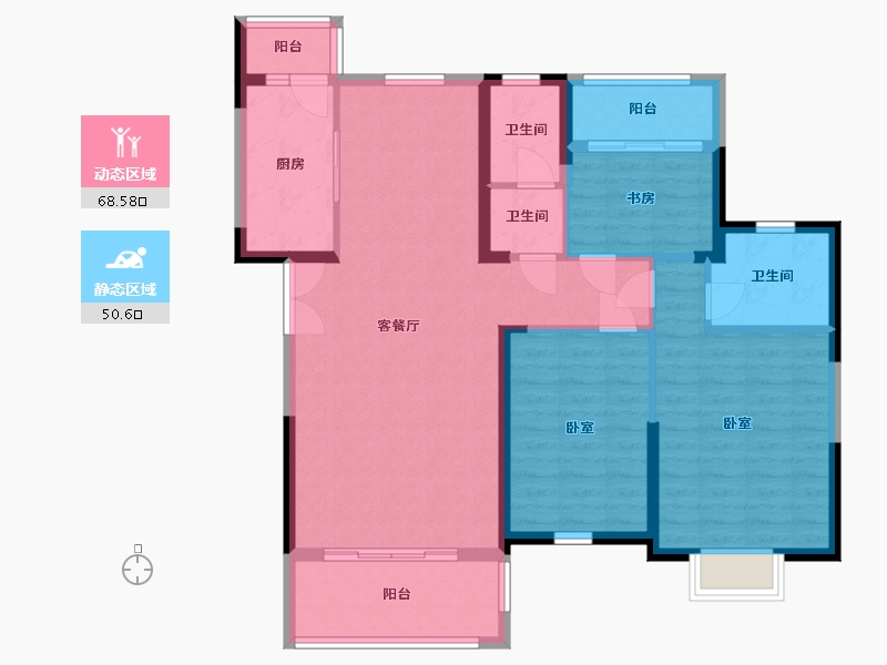 湖南省-岳阳市-天伦溪山府-107.47-户型库-动静分区