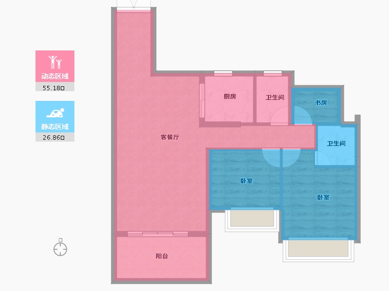 广东省-湛江市-宝江天盈-73.44-户型库-动静分区