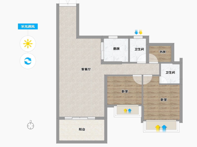 广东省-湛江市-宝江天盈-73.44-户型库-采光通风