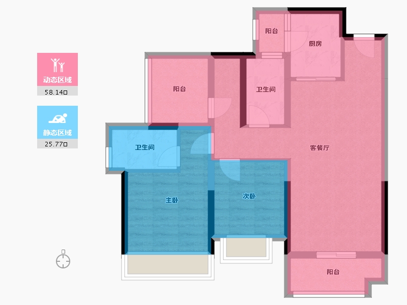 广东省-惠州市-佳兆业时代可园-73.43-户型库-动静分区