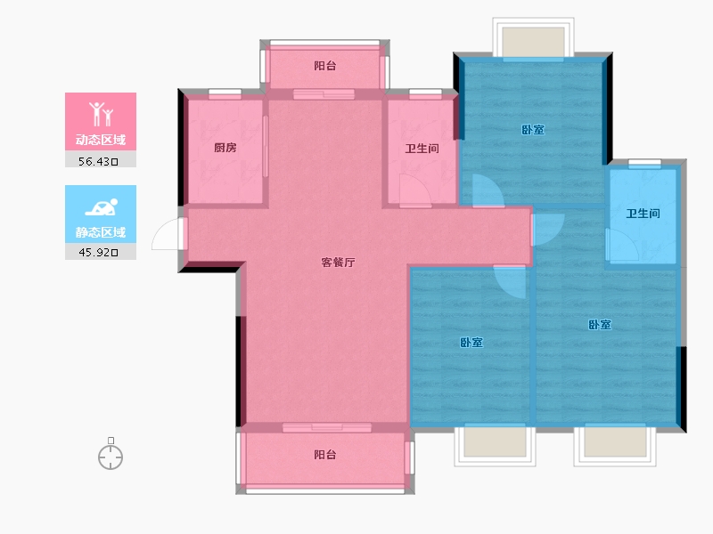 湖北省-黄石市-滨江国际-93.05-户型库-动静分区