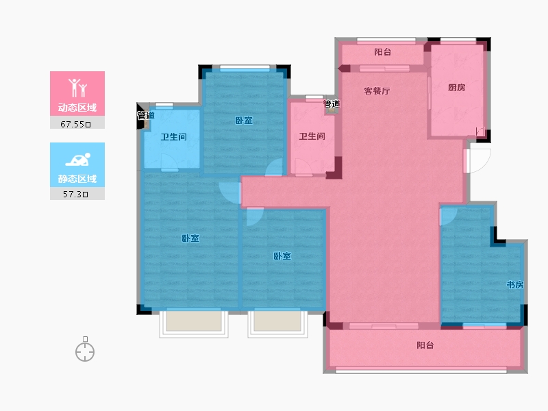 浙江省-宁波市-世茂云著-112.99-户型库-动静分区