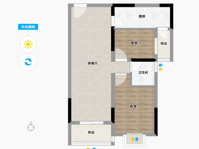 湖北省-宜昌市-三江至禧-64.50-户型库-采光通风