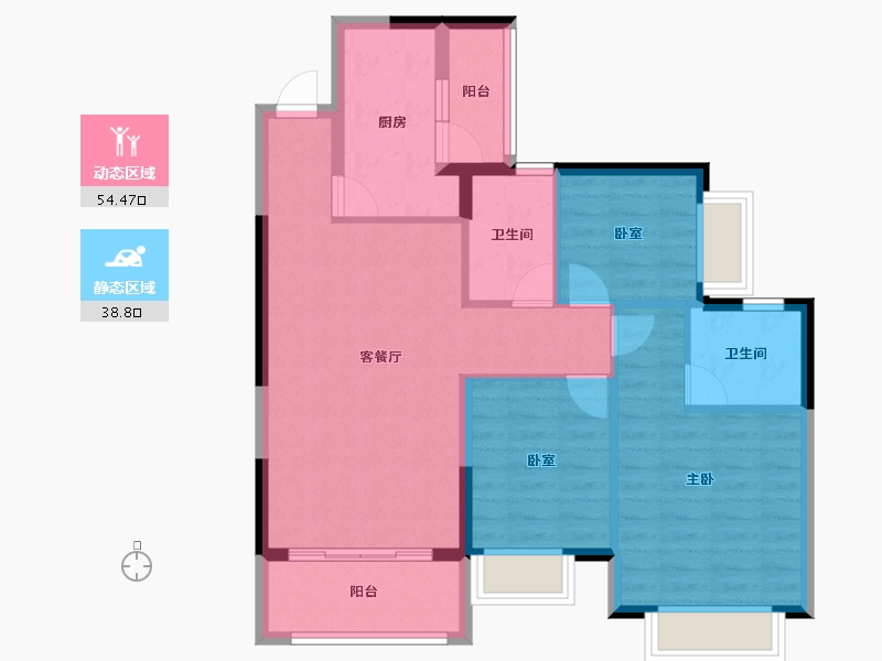 广东省-惠州市-惠阳恒大棕榈岛-83.51-户型库-动静分区