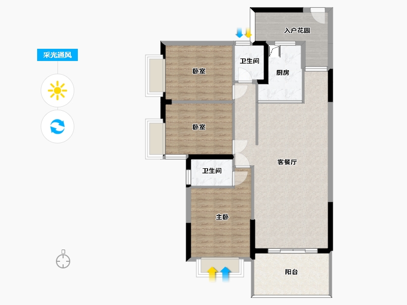 广东省-惠州市-博雅花园-105.20-户型库-采光通风