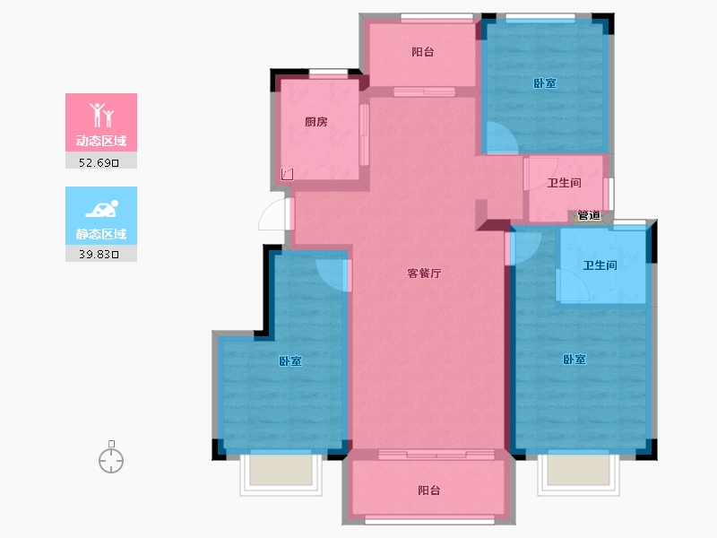 浙江省-宁波市-世茂云著-82.00-户型库-动静分区