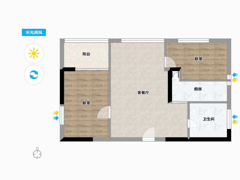 湖北省-孝感市-紫台·壹号公馆-58.61-户型库-采光通风