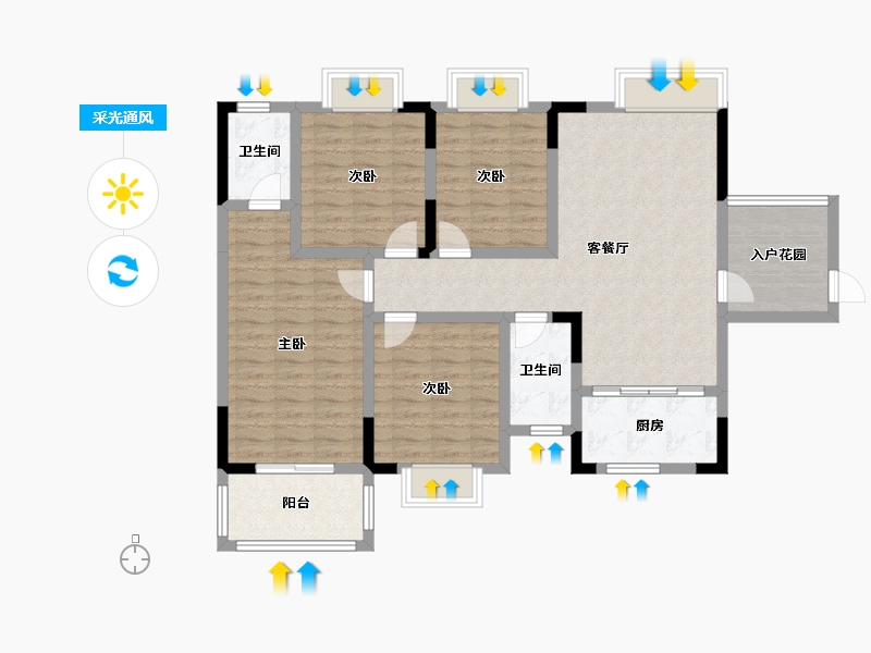 湖南省-湘潭市-沁园峰尚二期-108.22-户型库-采光通风