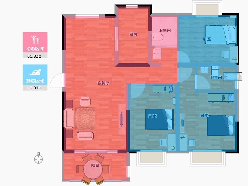 安徽省-安庆市-碧桂园长江万里-100.00-户型库-动静分区