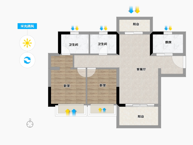 广东省-湛江市-湛江华发新城-69.40-户型库-采光通风