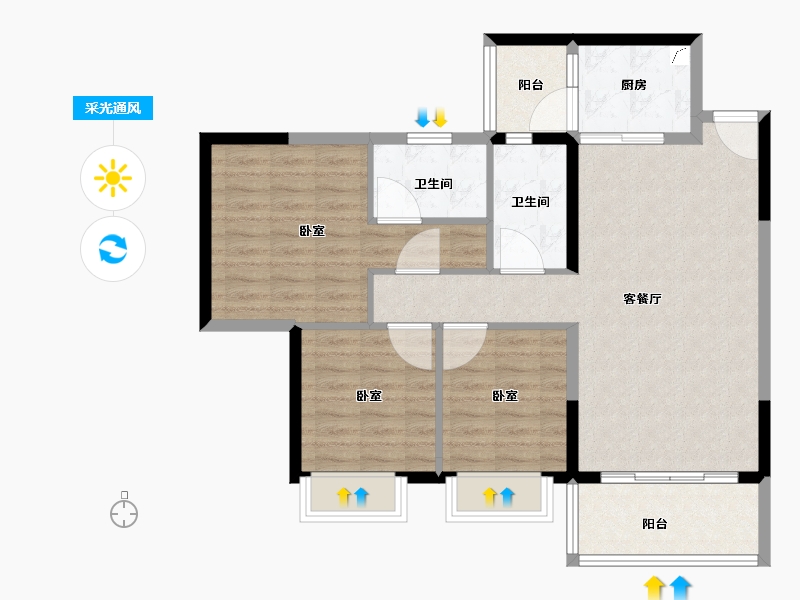 广东省-江门市-富山雅苑-88.01-户型库-采光通风