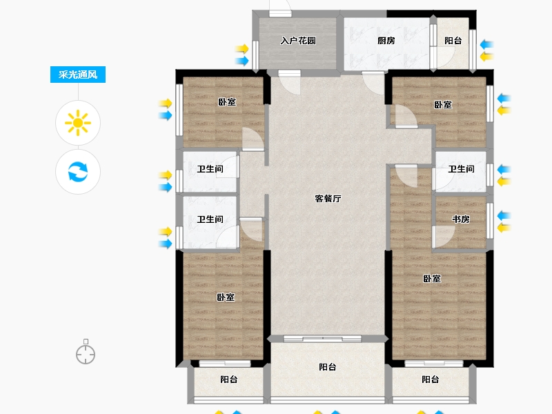 广东省-广州市-云星洲-128.08-户型库-采光通风