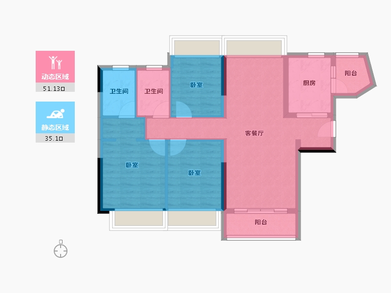 广东省-珠海市-中海·左岸岚庭-76.59-户型库-动静分区