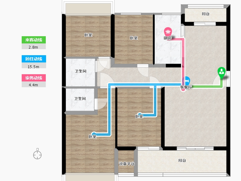 湖北省-黄石市-公园壹号院-113.87-户型库-动静线