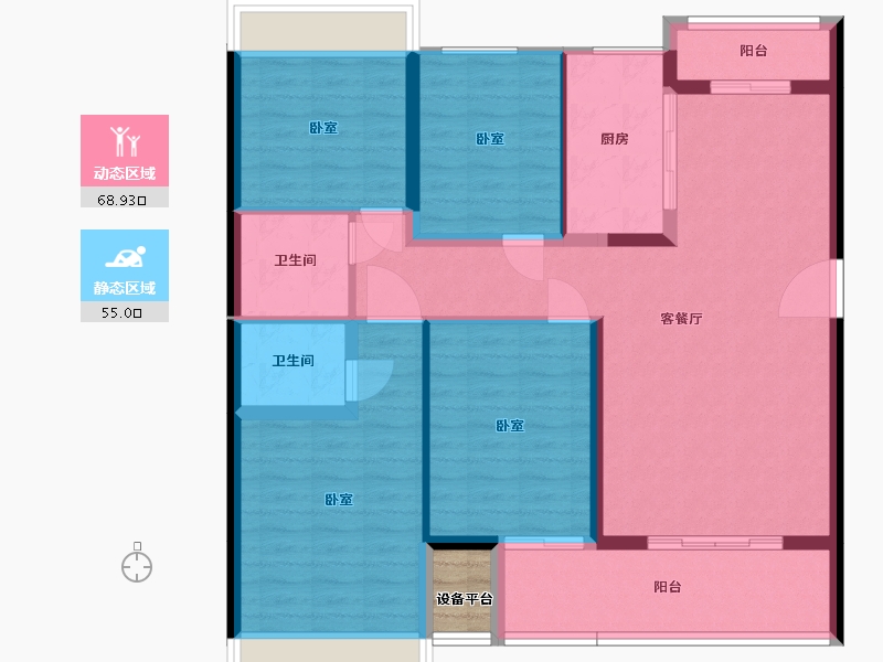 湖北省-黄石市-公园壹号院-113.87-户型库-动静分区