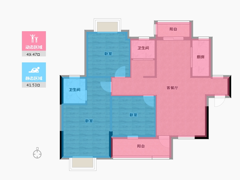 湖北省-黄石市-滨江国际-81.70-户型库-动静分区