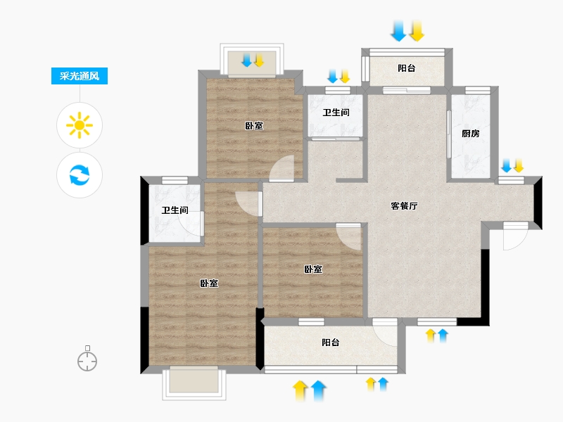 湖北省-黄石市-滨江国际-81.70-户型库-采光通风