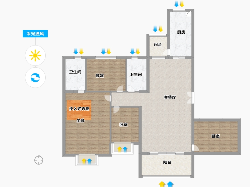 广东省-佛山市-佛山恒大御湖湾-118.00-户型库-采光通风