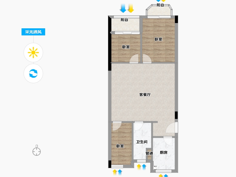 广东省-广州市-实地•紫薇公馆-63.00-户型库-采光通风