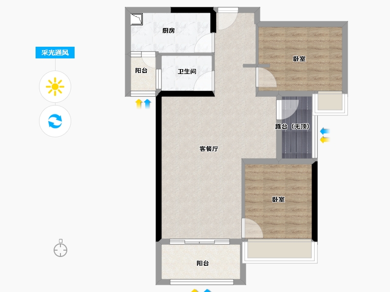 广东省-广州市-金茂绿岛湖-76.00-户型库-采光通风