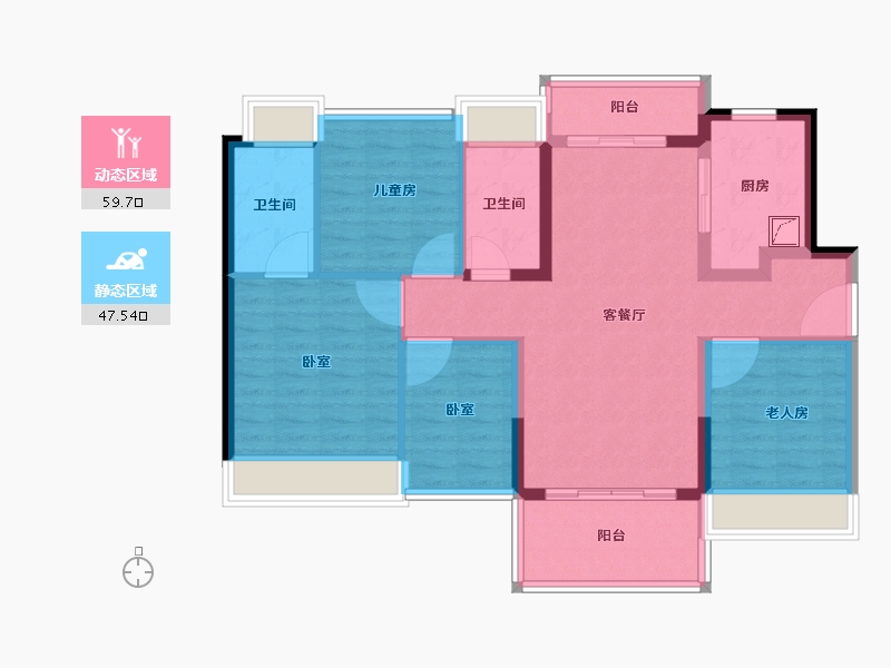 广东省-江门市-万科金域国际-95.58-户型库-动静分区