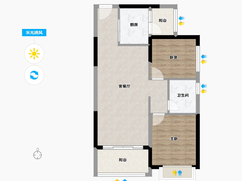 广西壮族自治区-贺州市-南宁恒大绿洲-66.35-户型库-采光通风