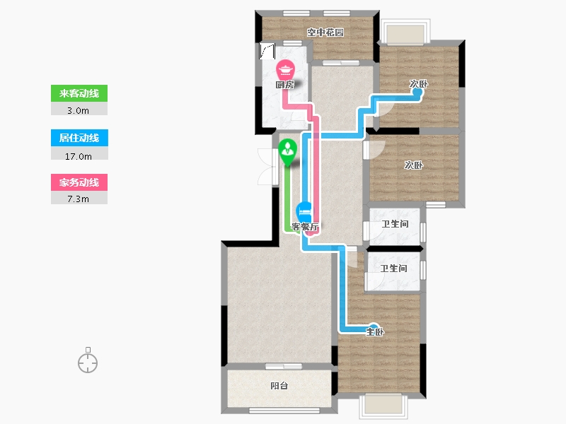 湖南省-长沙市-兴汝金城-107.56-户型库-动静线