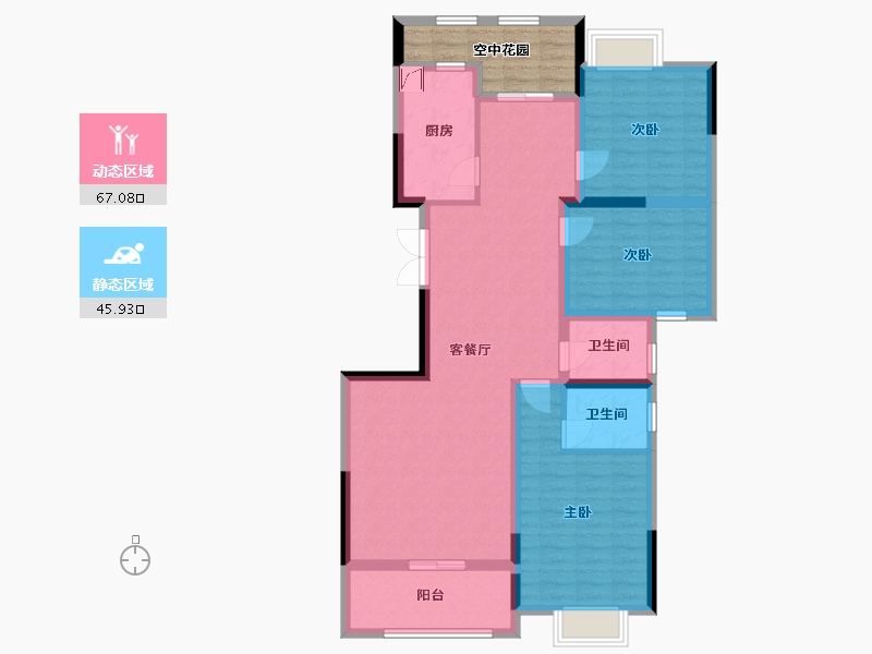 湖南省-长沙市-兴汝金城-107.56-户型库-动静分区