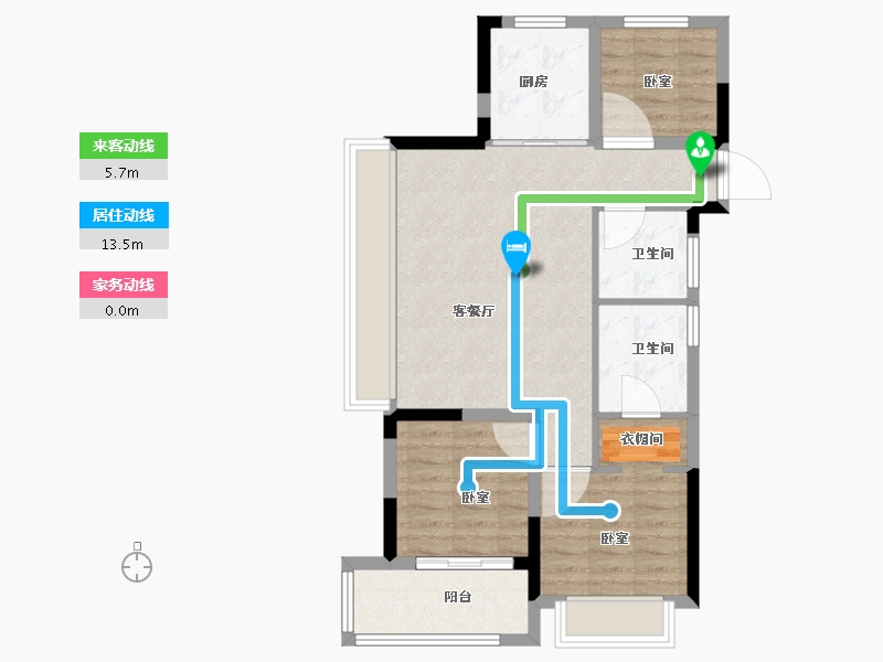 浙江省-绍兴市-城投悦府-71.00-户型库-动静线