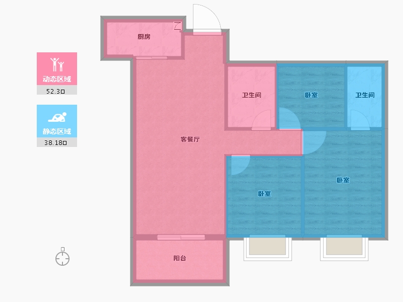 湖北省-孝感市-凤凰新城3期-82.30-户型库-动静分区