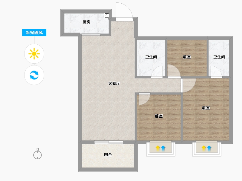 湖北省-孝感市-凤凰新城3期-82.30-户型库-采光通风