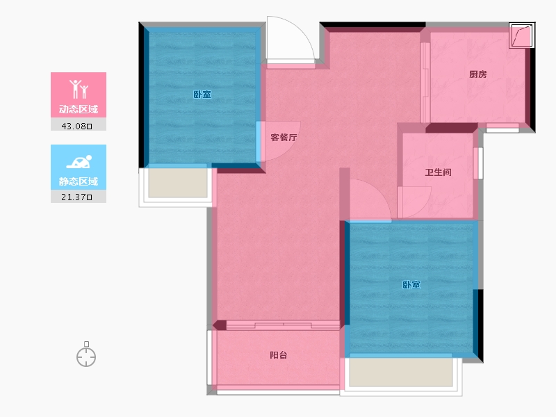 湖北省-黄石市-黄石恒大御景-57.28-户型库-动静分区