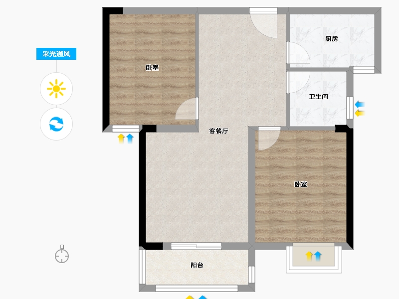 湖北省-黄石市-扬子·馥园-68.02-户型库-采光通风