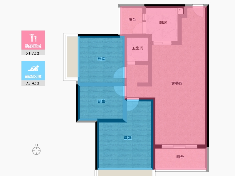 广东省-江门市-新会富力英皇金禧花园-72.84-户型库-动静分区