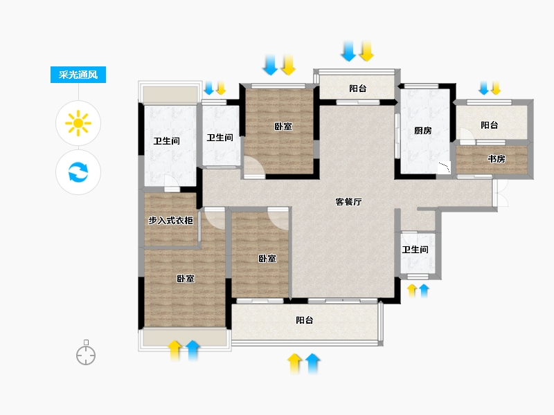 广东省-广州市-金茂绿岛湖-144.00-户型库-采光通风